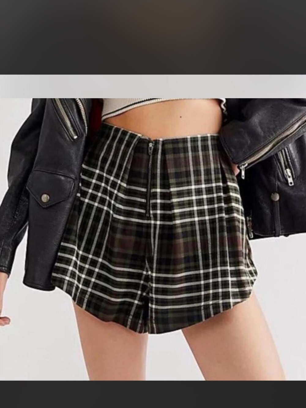 Free People Mayfair pleated plaid shorts